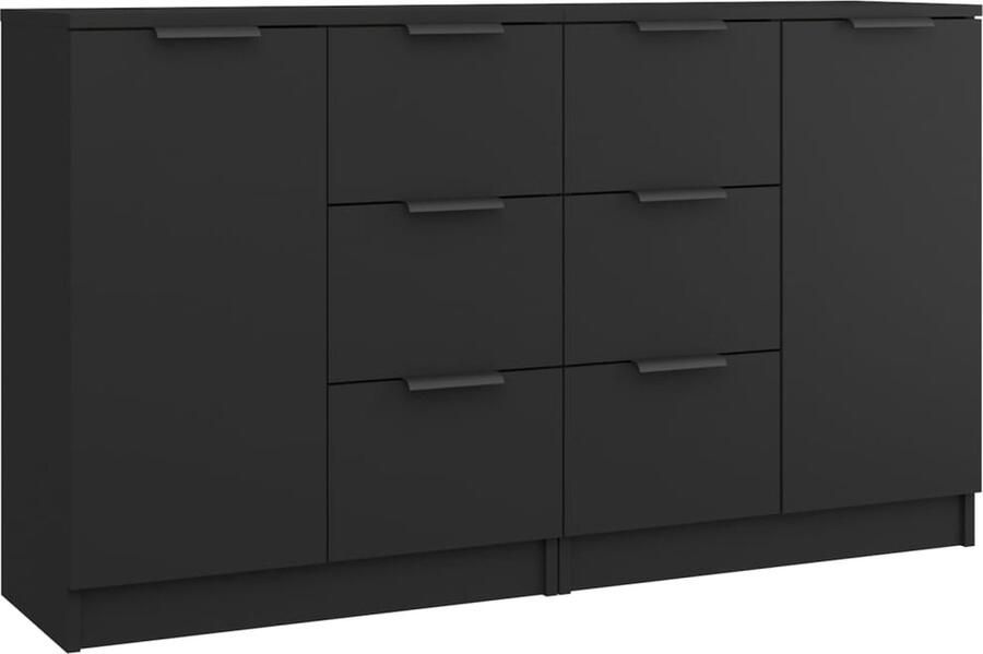 VidaXL Dressoirs Zwart Set van 2 Hout 60x30x70 cm Dressoir Houten Dressoir Zwarte Dressoir Salontafel Tv Tafel