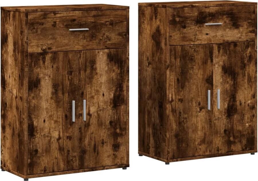 VidaXL -Dressoirs-2-st-60x30x84-cm-bewerkt-hout-gerookt-eikenkleurig