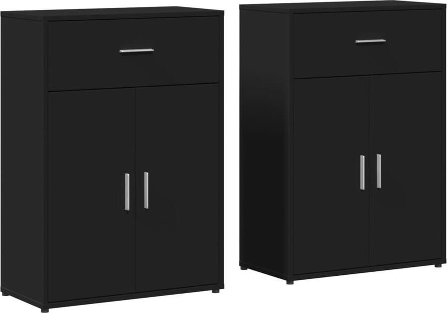VidaXL -Dressoirs-2-st-60x30x84-cm-bewerkt-hout-zwart