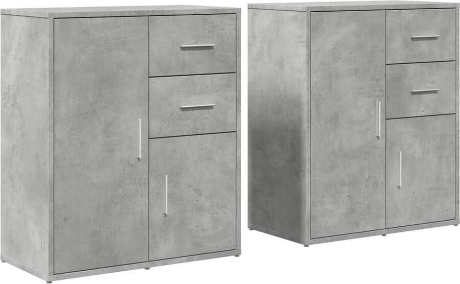 VidaXL -Dressoirs-2-st-60x31x70-cm-bewerkt-hout-betongrijs - Foto 2