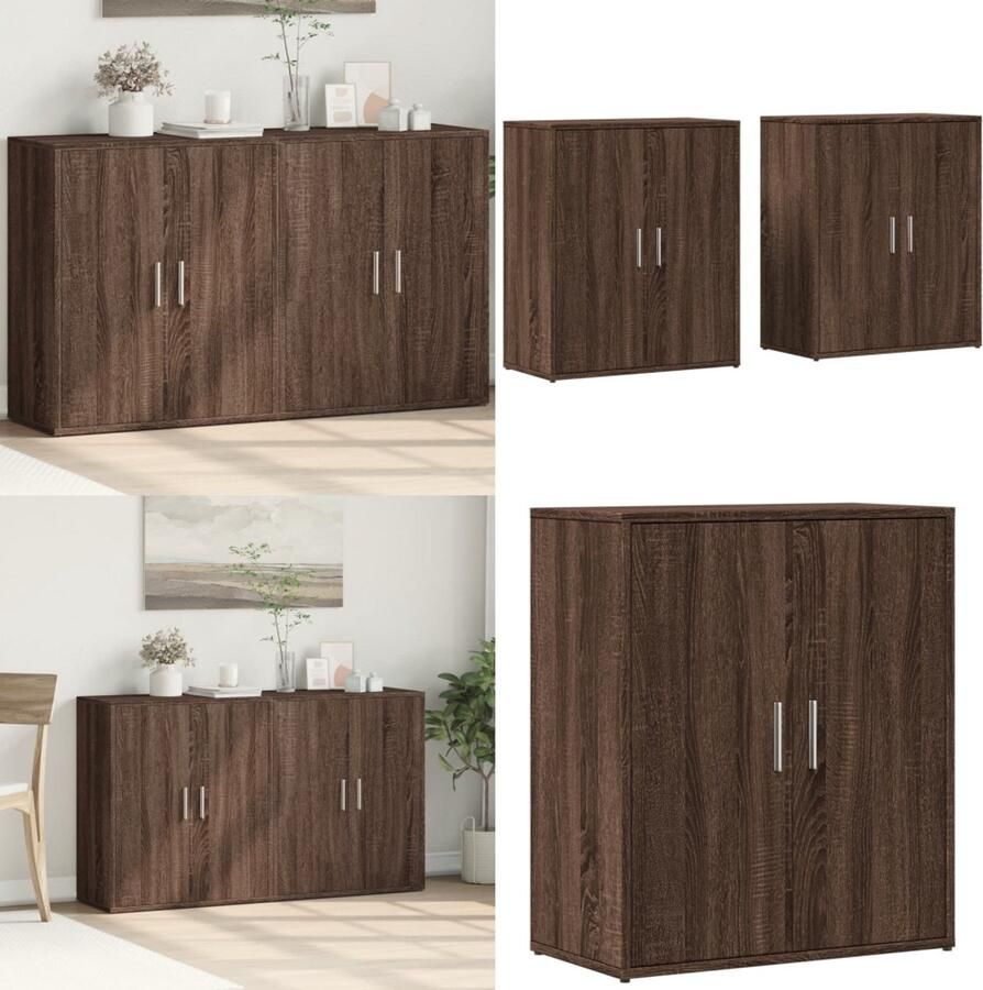 VidaXL Dressoirs 2 st 60x31x70 cm bewerkt hout bruin eikenkleurig Dressoir Dressoirs Opbergkast Wandkast