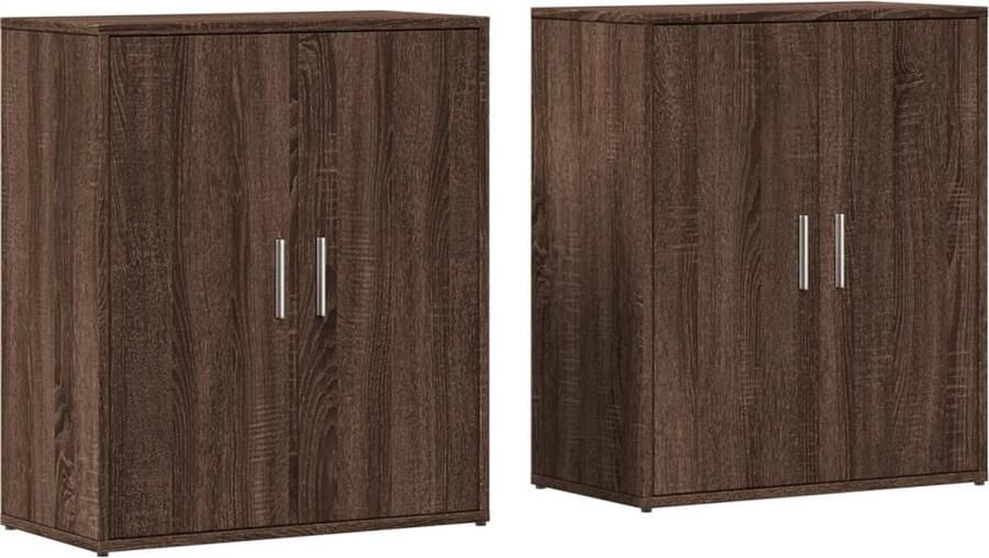 VidaXL Dressoirs Set van 2 Bruin Eiken 60x31x70 cm Dressoir Houten Dressoir Opbergkast Tv Meubel Salontafel - Foto 2