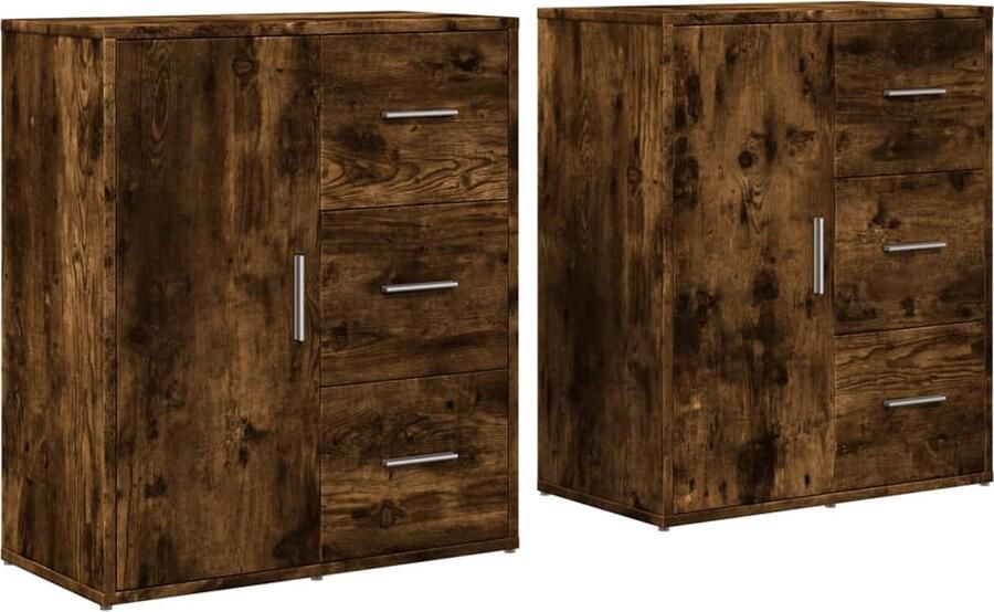 VidaXL -Dressoirs-2-st-60x31x70-cm-bewerkt-hout-gerookt-eikenkleurig