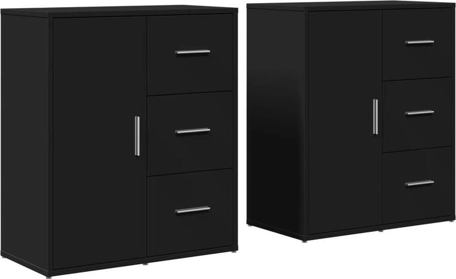VidaXL -Dressoirs-2-st-60x31x70-cm-bewerkt-hout-zwart