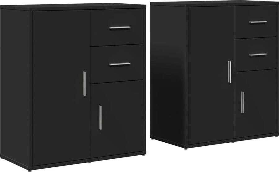 VidaXL -Dressoirs-2-st-60x31x70-cm-bewerkt-hout-zwart