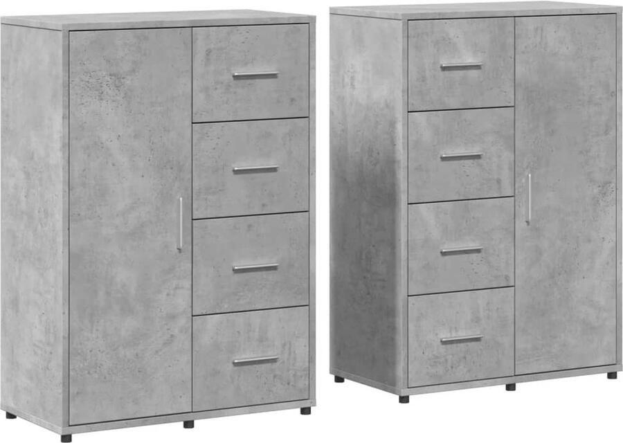 VidaXL -Dressoirs-2-st-60x31x84-cm-bewerkt-hout-betongrijs