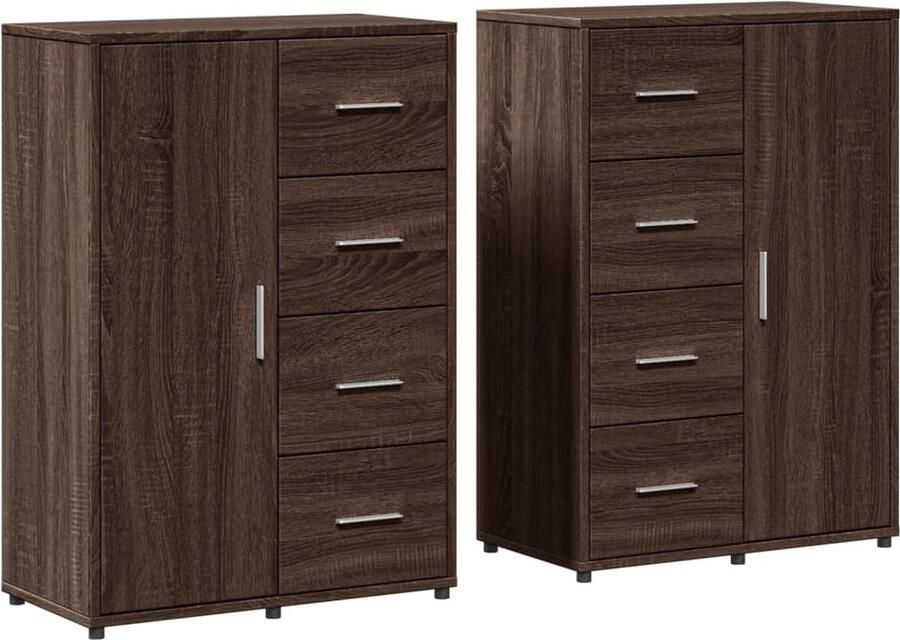 VidaXL -Dressoirs-2-st-60x31x84-cm-bewerkt-hout-bruin-eikenkleurig - Foto 2