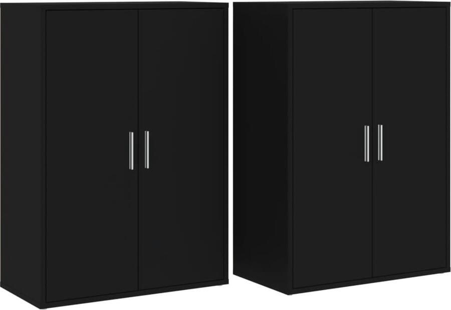 VidaXL -Dressoirs-2-st-60x31x84-cm-bewerkt-hout-zwart