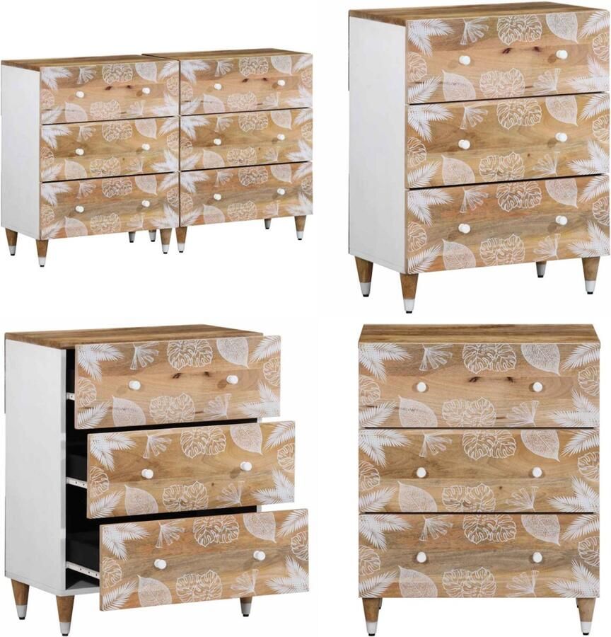 VidaXL Dressoirs 2 st 60x33 5x75 cm massief mangohout Dressoir Dressoirs Kast Wandkast