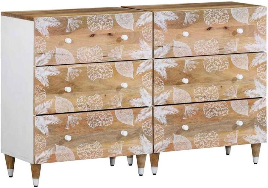 VidaXL Dressoirs 2 st 60x33 5x75 cm massief mangohout