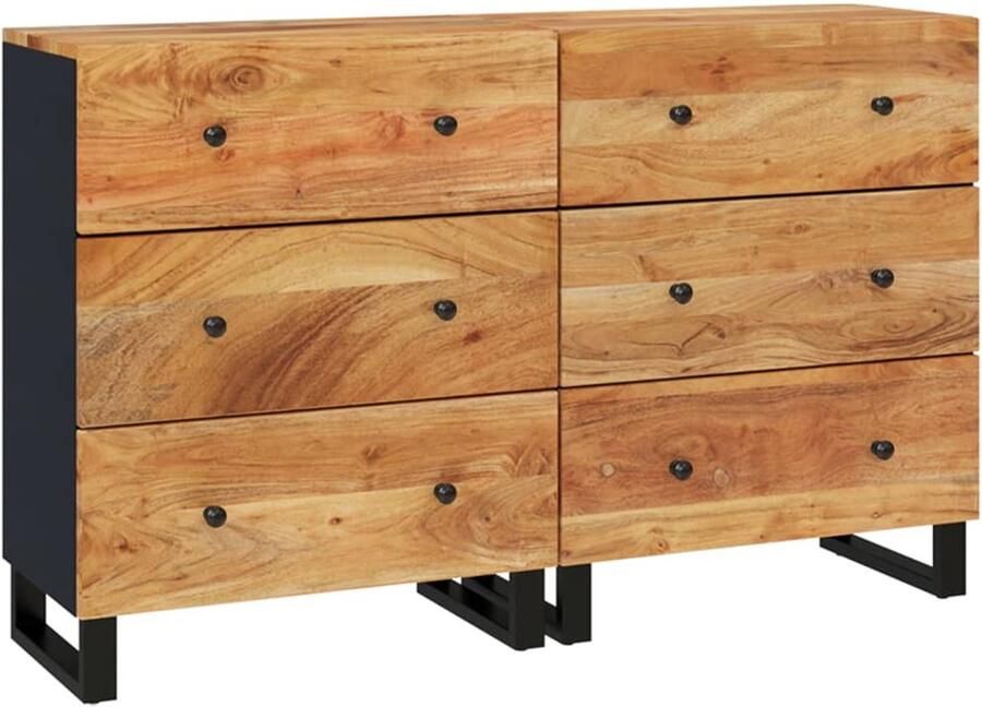 VidaXL Dressoirs 2 st massief acaciahout 60x33x75cm Dressoir Commode Opbergkast Acacia Hout Vintage - Foto 2