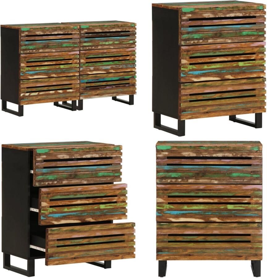 VidaXL Dressoirs 2 st 60x34x75 cm massief acaciahout Dressoir Dressoirs Opbergkast Wandkast