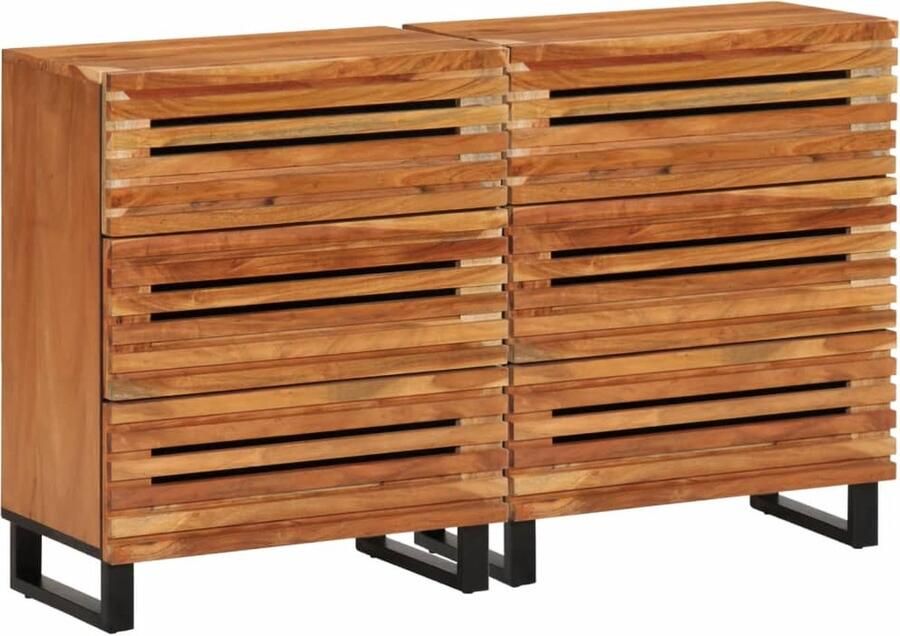 VidaXL Dressoirs 2 st 60x34x75 cm massief acaciahout