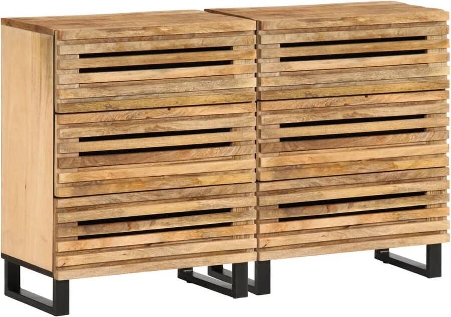 VidaXL Dressoirs 2 st 60x34x75 cm massief ruw mangohout