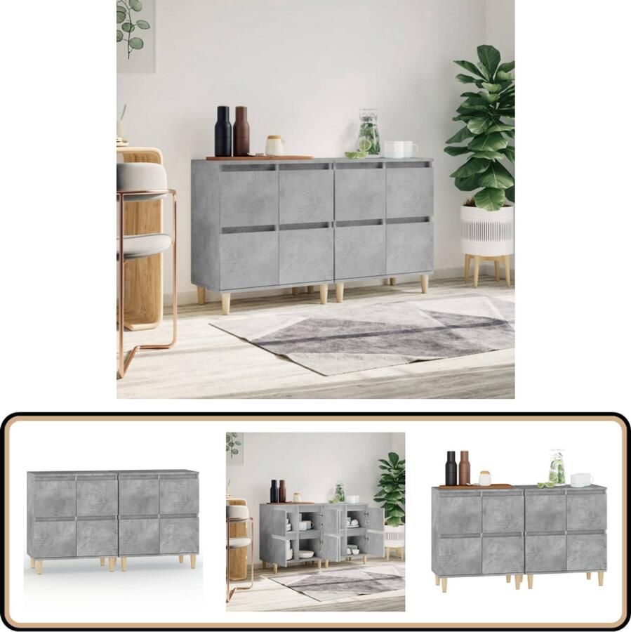 VidaXL Dressoirs 2 stuks 60x35x70 cm Betongrijs Dressoir Meubel Houten Dressoir Opbergmeubel Livingroom Furniture