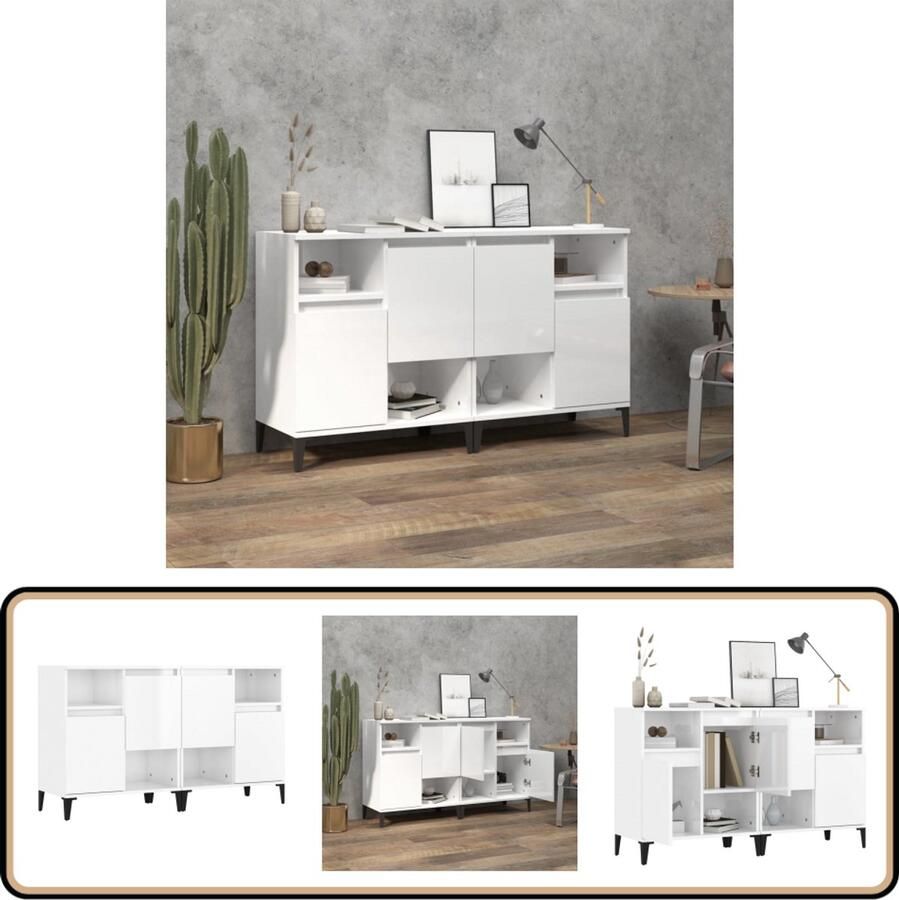 VidaXL Dressoirs 2 stuks Hoogglans Wit 60x35x70 cm Dressoir Wit Dressoir Houten Dressoir Vintage Dressoir Modern Dressoir