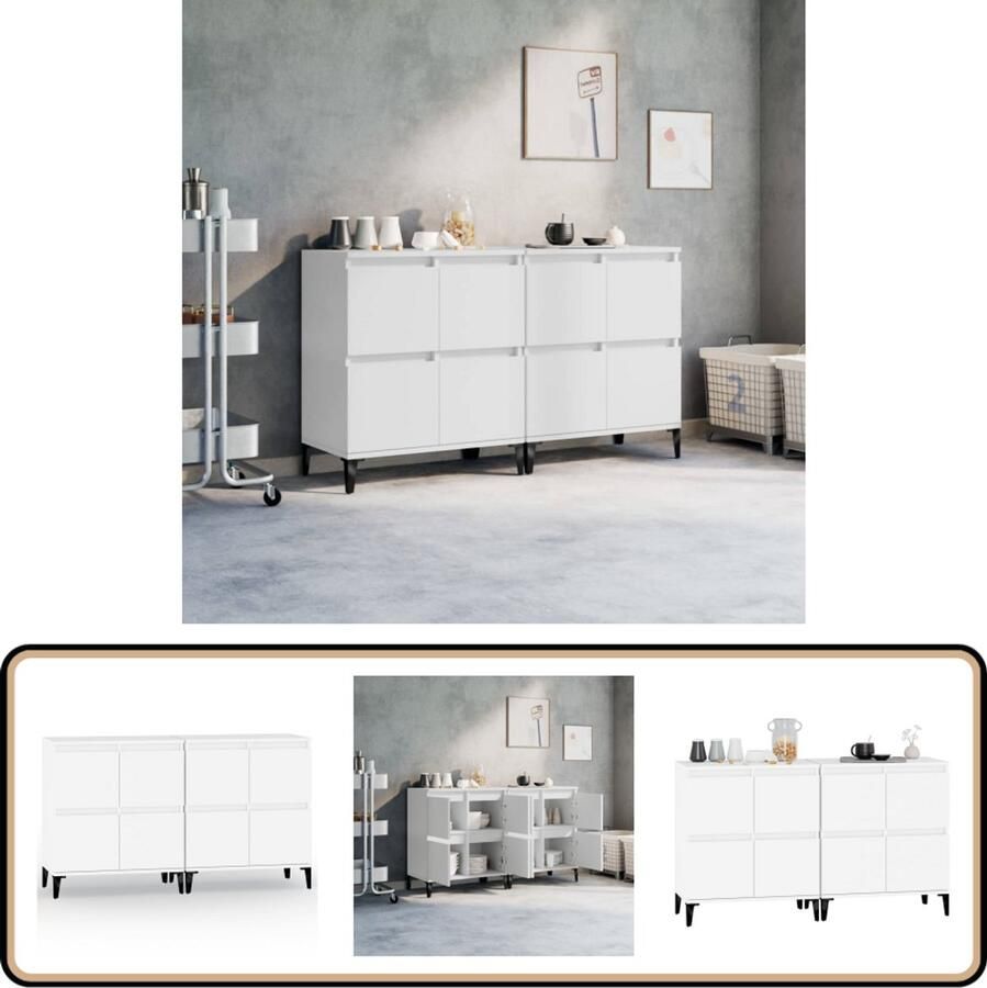 VidaXL Dressoirs 2 st wit 60x35x70 cm hout metaal Dressoir Wit Dressoir Houten Dressoir Vintage Dressoir Salontafel