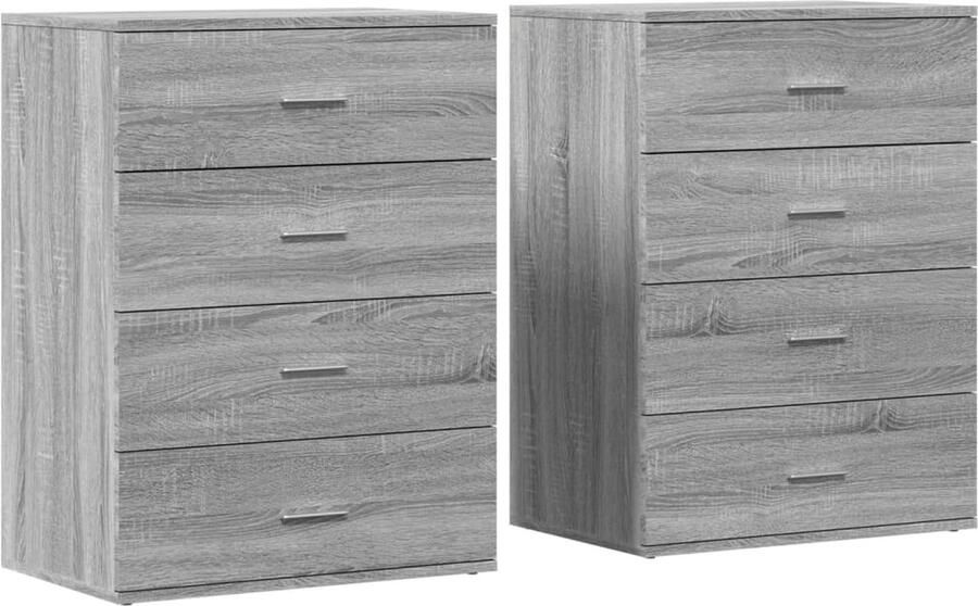 VidaXL Dressoirs 2 stuks 60x39x80 cm Grijs Eiken Dressoir Opbergkast Houten Dressoir Grijze Dressoir Salontafel