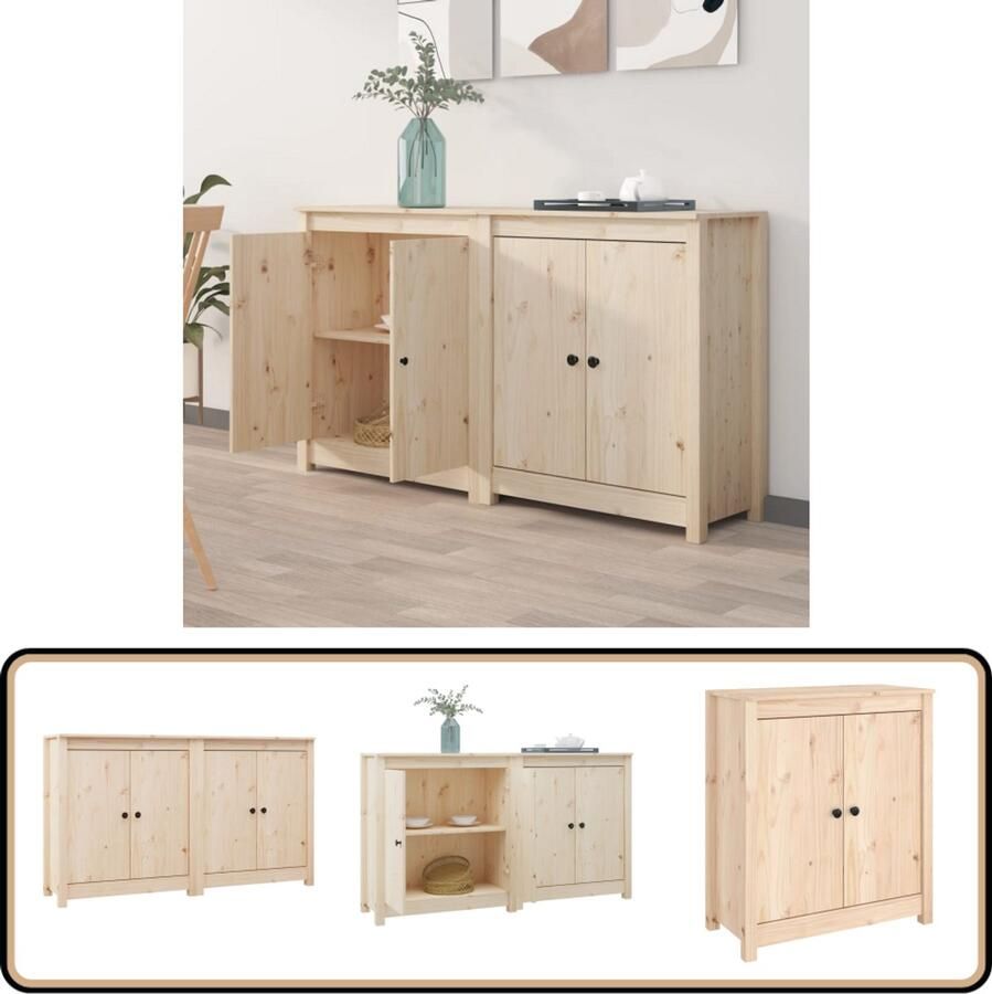 VidaXL Dressoirs 2 stuks Grenenhout 70x35x80 cm Dressoir Bijzettafel Grenoblehouten Kast Opbergkast Salontafel