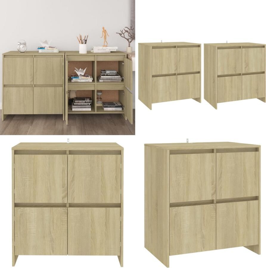 VidaXL Dressoirs 2 st 70x41x75 cm bewerkt hout sonoma eikenkleurig Dressoir Dressoirs Boekenkast Kast