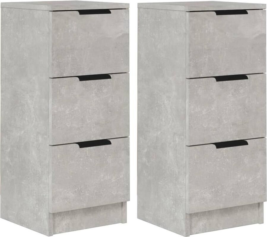 VidaXL Dressoirs 2 st Betongrijs 30x30x70 cm Dressoir Meubel Houten Dressoir Grijze Dressoir Opbergkast - Foto 2