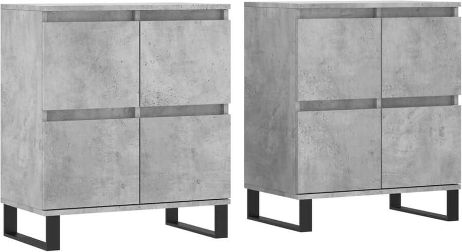 VidaXL Dressoirs 2 stuks Bewerkt hout Betongrijs Dressoir Beton Grijs Houten Dressoir Opbergkast Display Kast