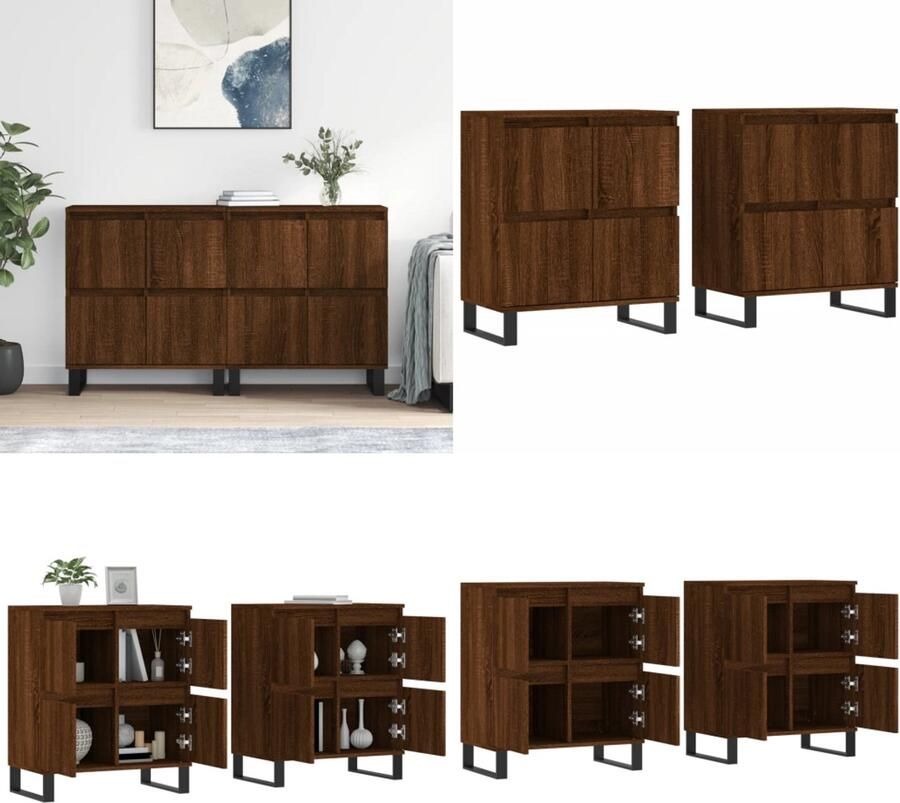VidaXL Dressoirs 2 st bewerkt hout bruineikenkleurig Dressoir Dressoirs Kast Wandkast - Foto 2