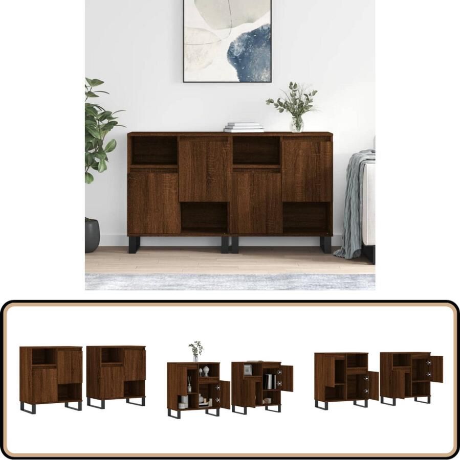 VidaXL Dressoirs 2 st Bruin Eikenhout Design Dressoir Meubilair Vintage Klassiek Houten Dressoir