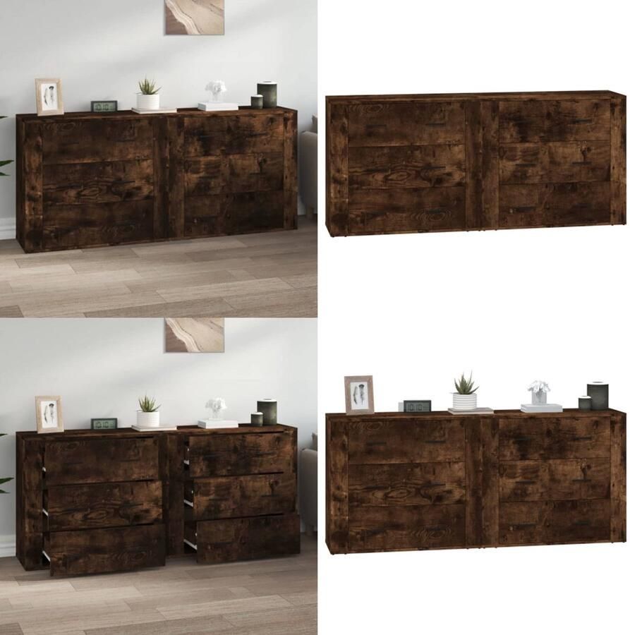 VidaXL -Dressoirs-2-st-bewerkt-hout-gerookt-eikenkleurig