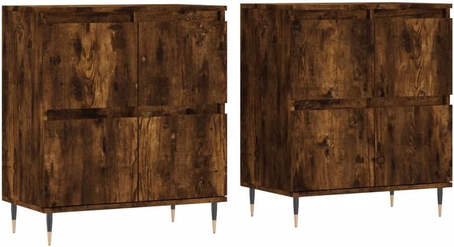 VidaXL Dressoirs 2 stuks Gerookt Eiken Bewerkt Hout Dressoir Houten Dressoir Vintage Dressoir Landelijk Dressoir Opbergkast