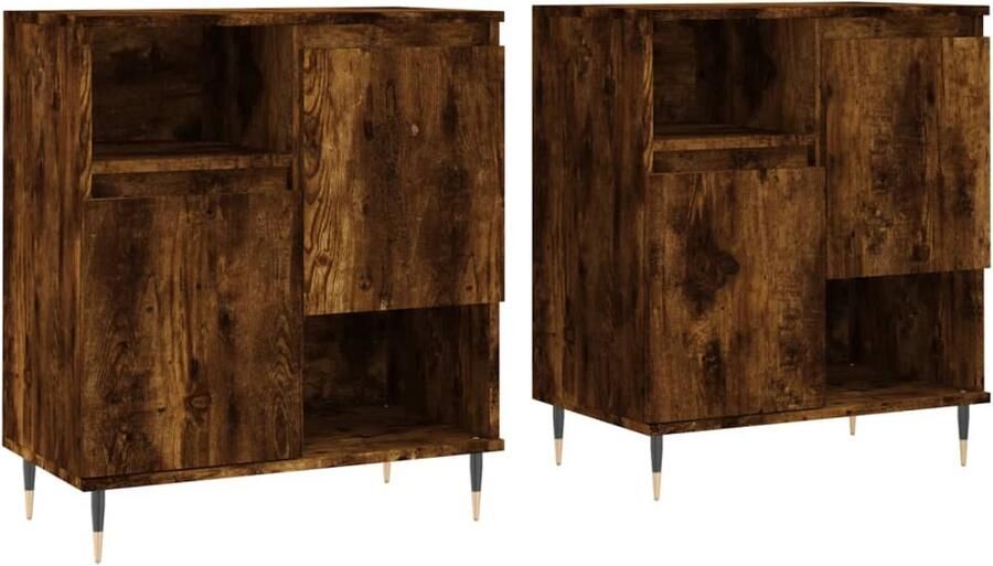 VidaXL Dressoirs 2 st Bewerkt hout Gerookt eiken Dressoir Vintage Dresser Houten Dressoir Landelijk Dressoir Opbergkast - Foto 2