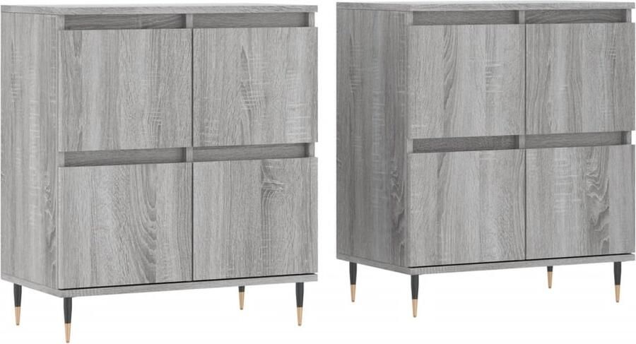 VidaXL Dressoirs Grijs Sonoma Eikenkleur 2 stuks Dressoir Meubels Salontafel Vintage Modern