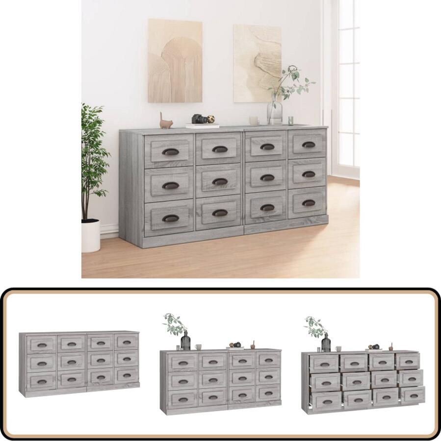 VidaXL Dressoirs Set van 2 Grijs Sonoma Eiken Dressoir Grijze Dressoir Houten Dressoir Salontafel Tv Meubel