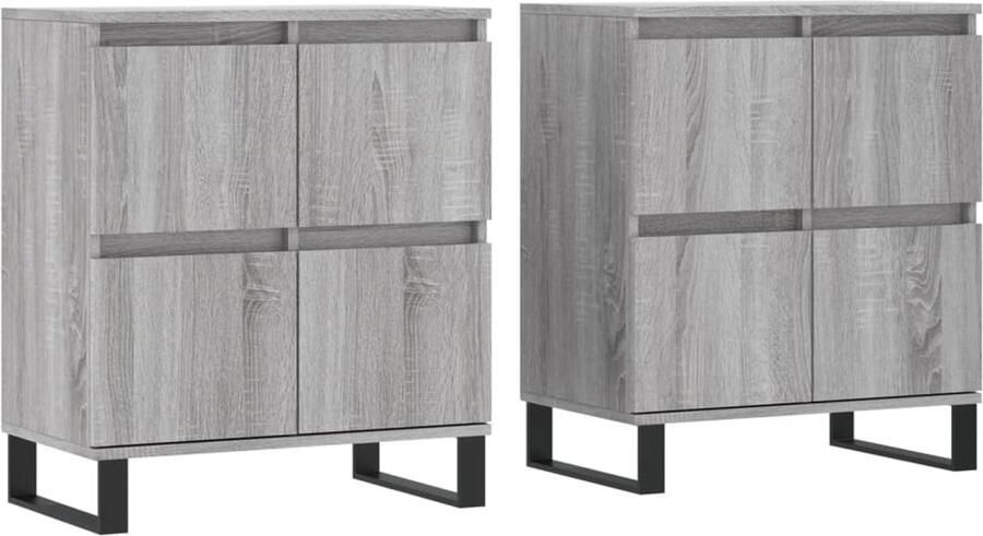 VidaXL Dressoirs 2 stuks Grijs Sonoma Eiken Dressoir Grijze Dressoir Houten Dressoir Vintage Dressoir Salontafel