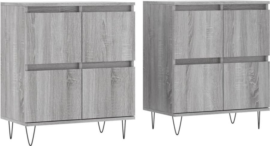 VidaXL Dressoirs Grijs Sonoma Eiken Set van 2 Dressoir Klassiek Meubel Grijze Dressoir Houten Dressoir Salontafel
