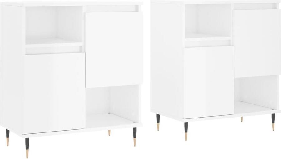 VidaXL -Dressoirs-2-st-bewerkt-hout-hoogglans-wit - Foto 5