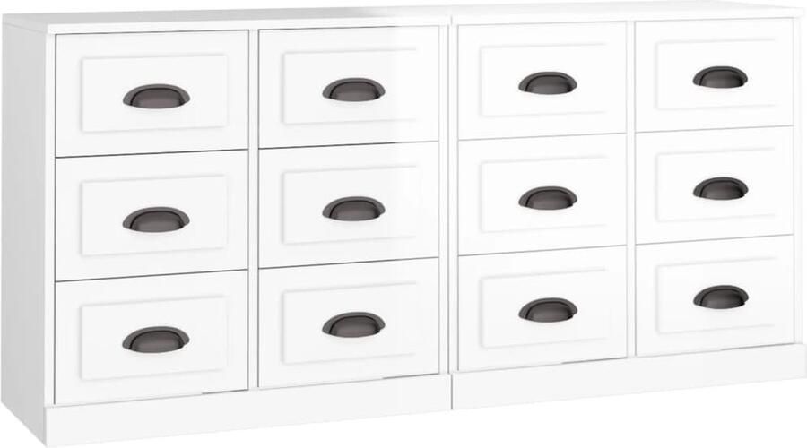 VidaXL -Dressoirs-2-st-bewerkt-hout-hoogglans-wit - Foto 6