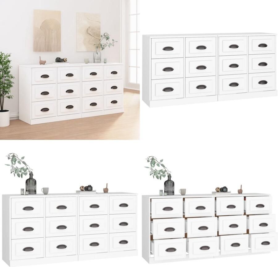 VidaXL Dressoirs 2 st bewerkt hout wit Dressoir Dressoirs Kast Dressoirkast