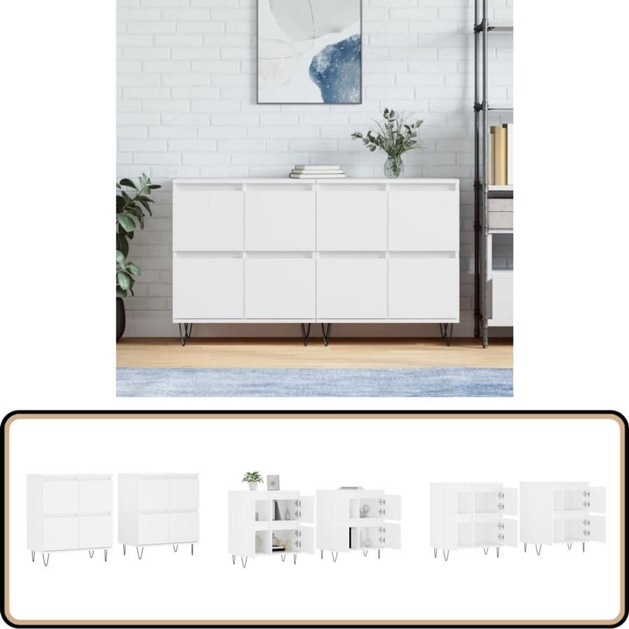 VidaXL -Dressoirs-2-st-bewerkt-hout-wit - Foto 4