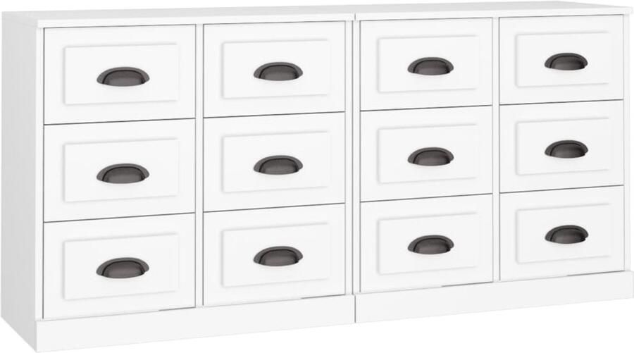 VidaXL Dressoirs 2 st wit bewerkt hout Dressoir Vintage Dressoir Houten Dressoir Wit Dressoir Salontafel