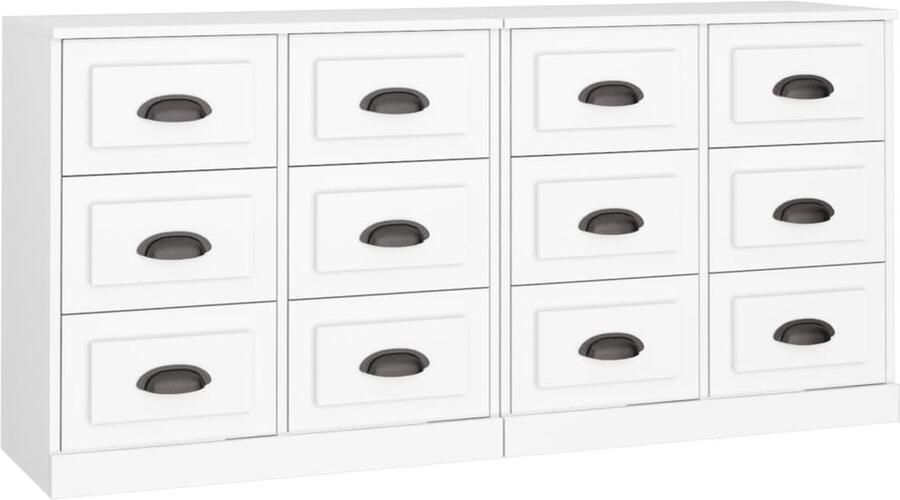 VidaXL -Dressoirs-2-st-bewerkt-hout-wit - Foto 2