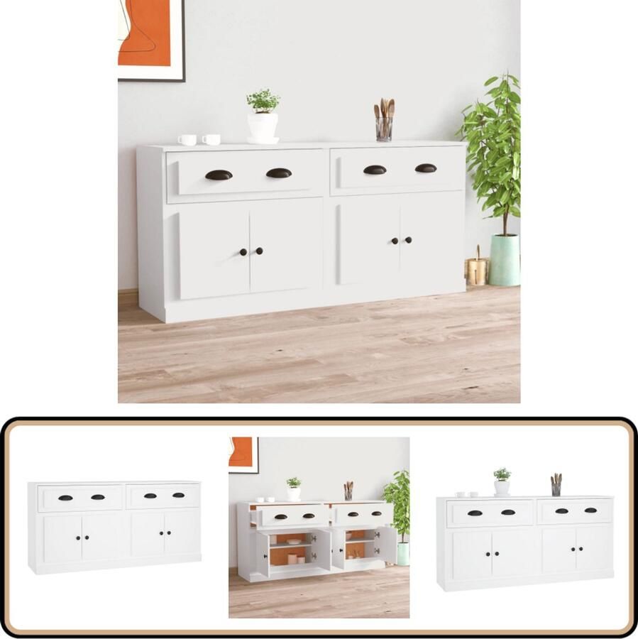 VidaXL Dressoirs 2 st bewerkt hout wit