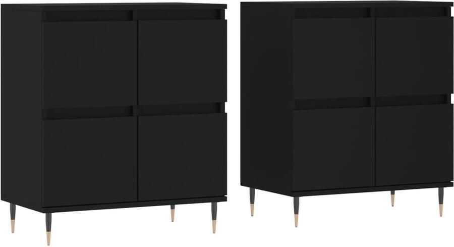 VidaXL Dressoirs Bewerkt Hout Zwart Set van 2 Dressoir Zwarte Dressoir Houten Dressoir Vintage Dressoir Salontafel