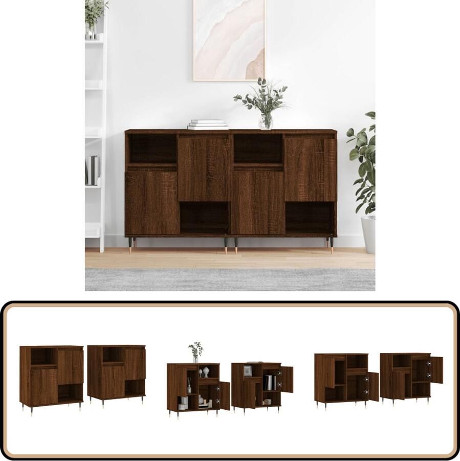 VidaXL Dressoirs 2 st Bruin Eikenkleur Hout en Metaal Dressoir Houten Dressoir Bruine Dressoir Vintage Dressoir Salontafel - Foto 2