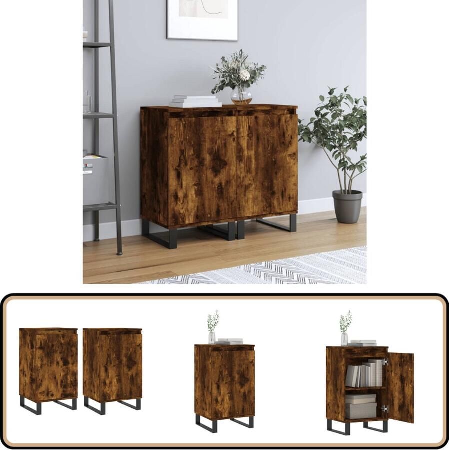 VidaXL Dressoirs 2 st Gerookt Eiken 40x35x70 cm Dressoir Meubel Houten Dressoir Vintage Dressoir Landelijk Dressoir - Foto 3
