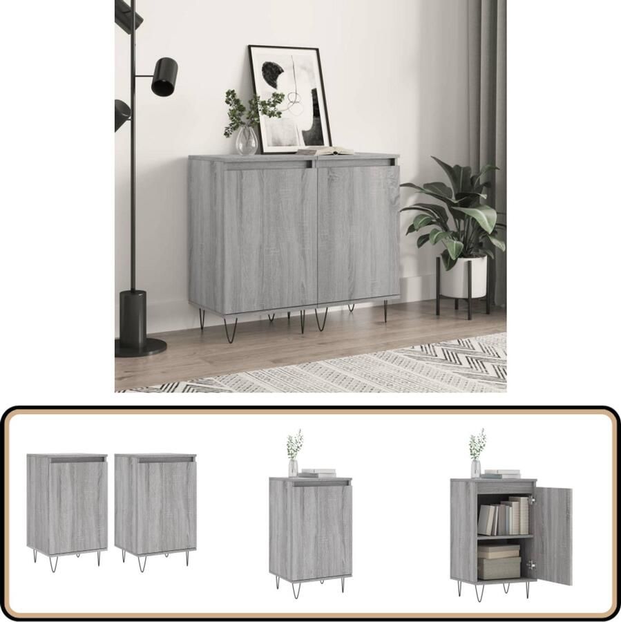 VidaXL Dressoirs 2 st Grijs Sonoma 40x35x70 cm Dressoir Houten Dressoir Vintage Dressoir Salontafel Tv Tafel - Foto 2