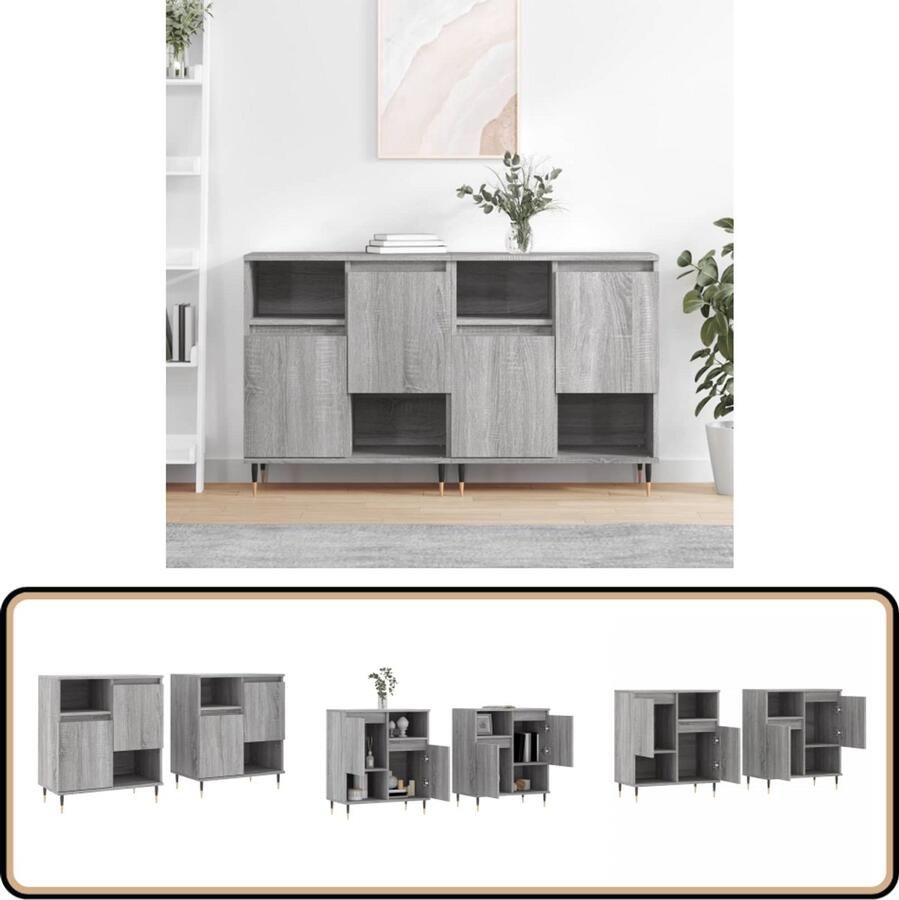 VidaXL Dressoirs 2 st Grijs Sonoma Eiken Dressoir Klassiek Dressoir Grijze Dressoir Houten Dressoir Salontafel