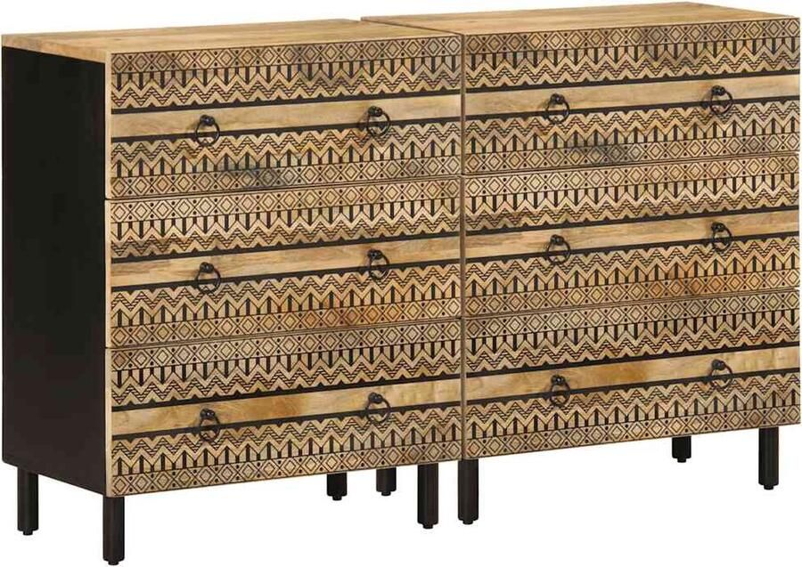 VidaXL Dressoirs 2 st massief mangohout