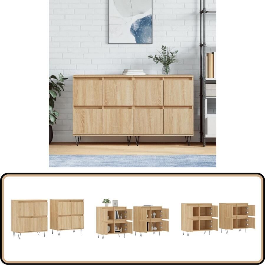 VidaXL Dressoirs 2 st Sonoma eiken 120x35x70 cm Dressoir Kasten Salontafel Houten Meubel Vintage Meubilair