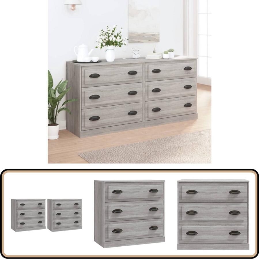 VidaXL Dressoirs 2 st Sonoma Eiken 70x35 5x67 5 cm Dressoir Grijze Dressoir Houten Dressoir Salontafel Tv Tafel